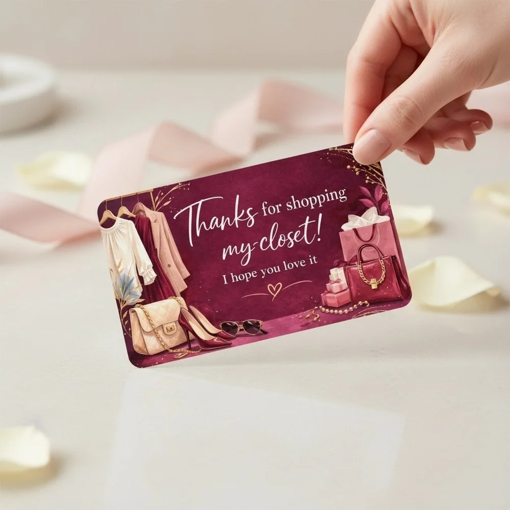 Burgundy Thank You Cards | Luxury Boutique Packaging Inserts for Small Business